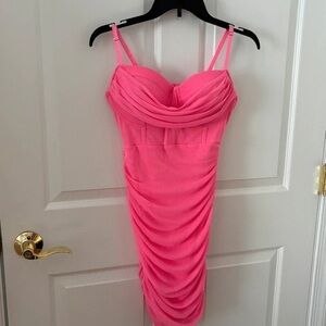 LuLaRoe Hot Pink Ruched Mini Dress